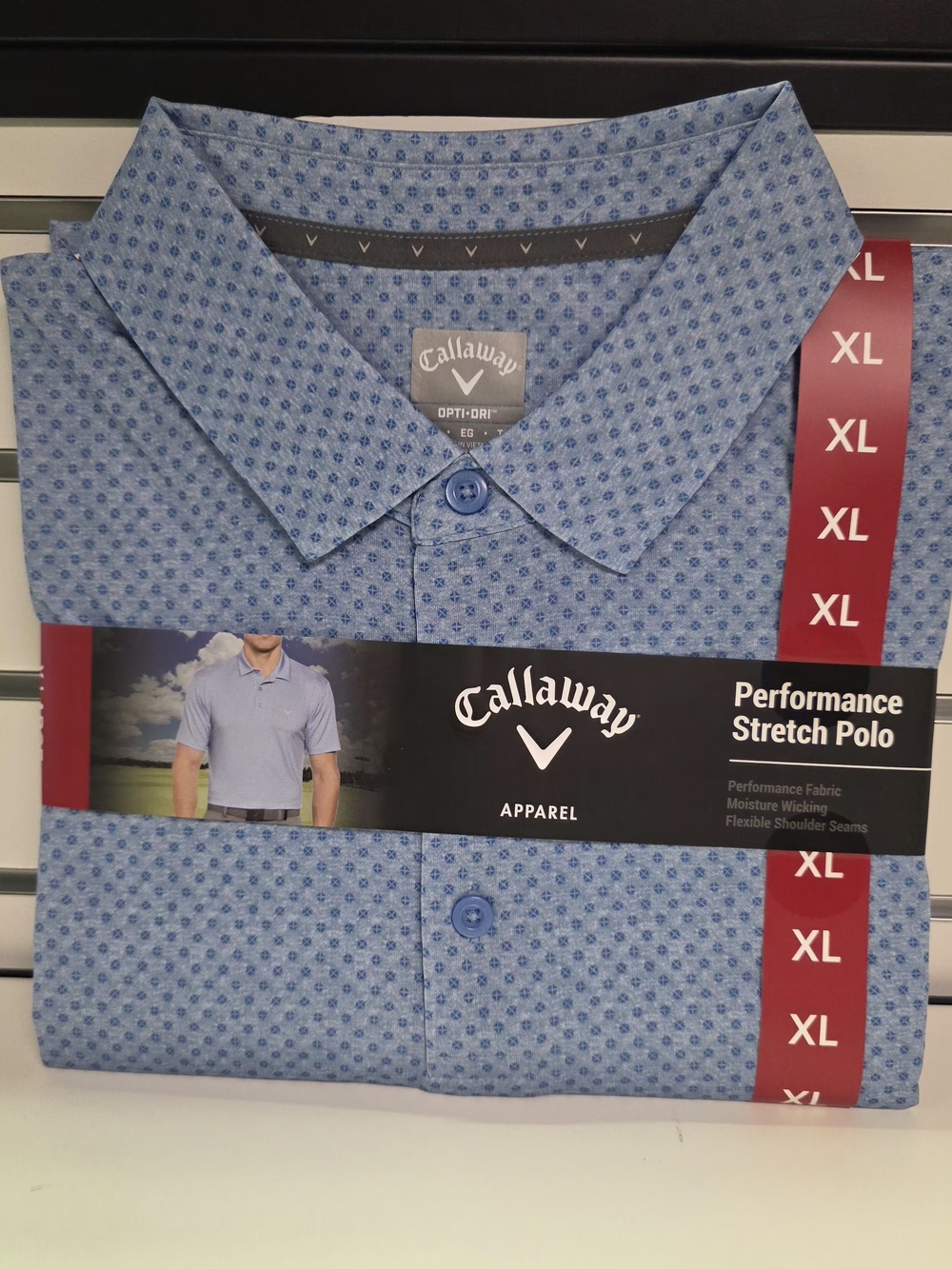 Callaway Men’s Light Blue Patterned Performance Stretch Polo